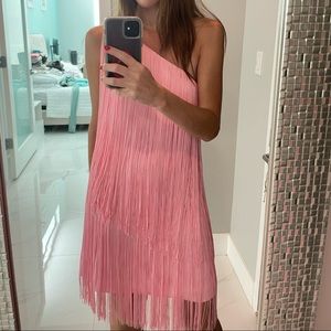 No Pise la Grama Cascada One Shoulder Fringe Dress